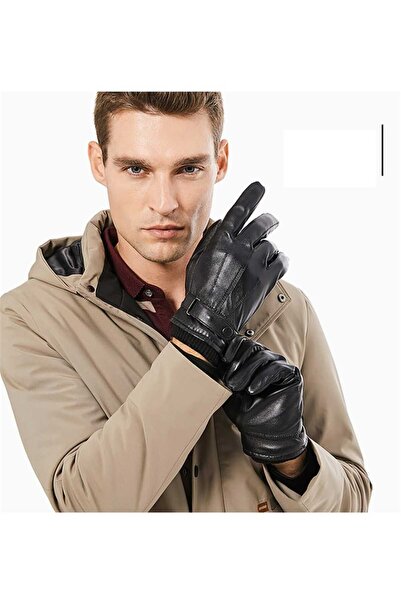 Betülce Lüks Model Deri  Erkek Deri Eldiven Dokunmatik Ekran Uyumlu