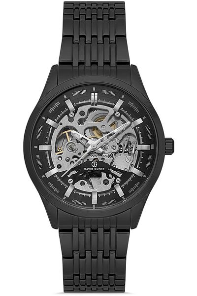 DAVID GUNER Black Coated Automatic Function Men's Wristwatch with Black Dial - Dg-8505Ga-G2