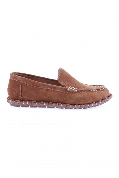 DGN Γυναικεία Ραπτική Λεπτομερή Παπούτσια Loafer Tan Suede 71432110