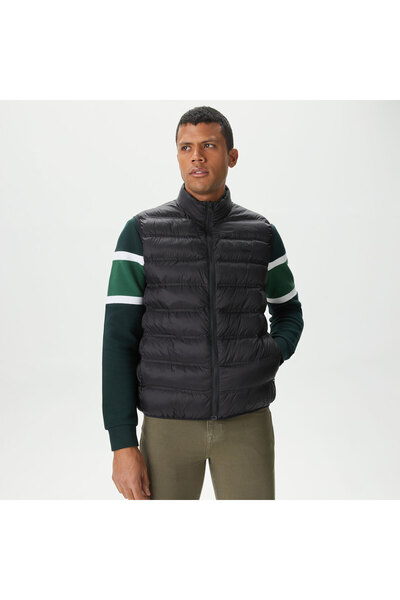 Lacoste Ανδρικό παλτό με κουκούλα με πράσινο αφαιρούμενο γιλέκο με λεπτομέρειες