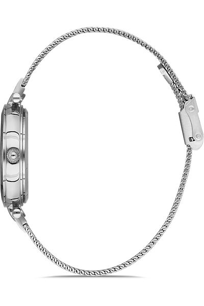 DAVID GUNER ساعة يد نسائية بمينا أبيض مطلي بالفضة DG-8154LC-A1