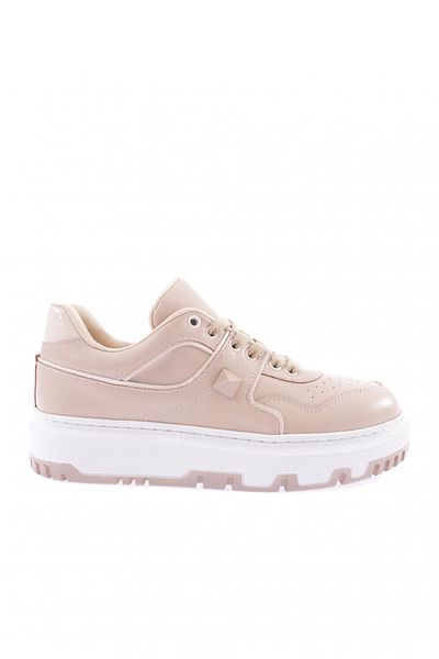 DGN 020-22K Women's Sneakers - Thick Sole, Lace-Up and Stitching Detail
