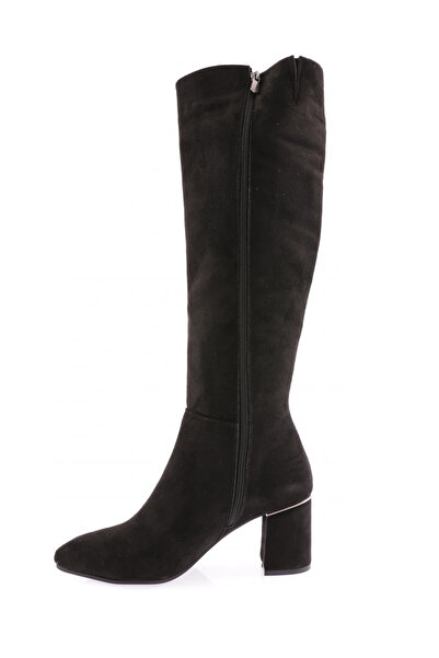 DGN Kadın Topuklu Çizme Siyah Süet 2253275