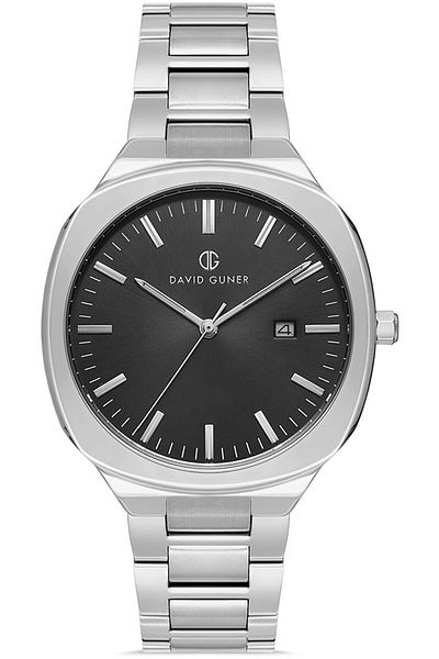 DAVID GUNER Men's Wristwatch Dg-8413Ga-A2 with Silver Coated Black Dial