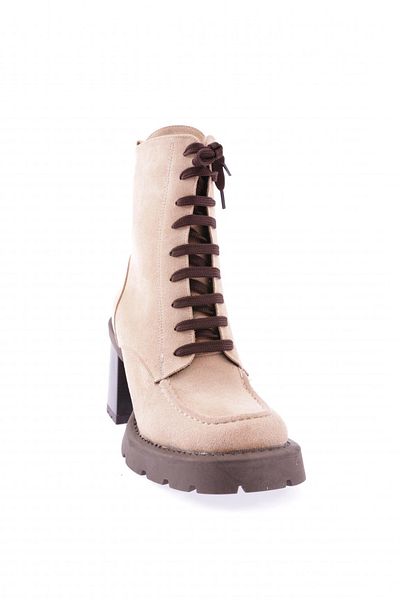 DGN 1544 Round Toe Front Lacing Thick Sole Women's Heeled Boots