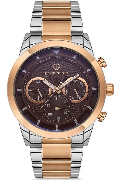 DAVID GUNER Rose White Coated Brown Dial Men's Wristwatch Dg-8420Ga-E6
