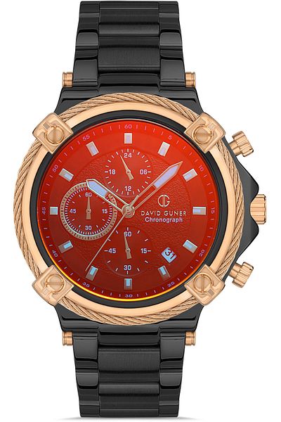 DAVID GUNER Rose Black Coated Black Dial Men's Wristwatch Dg-8088Ga-R2