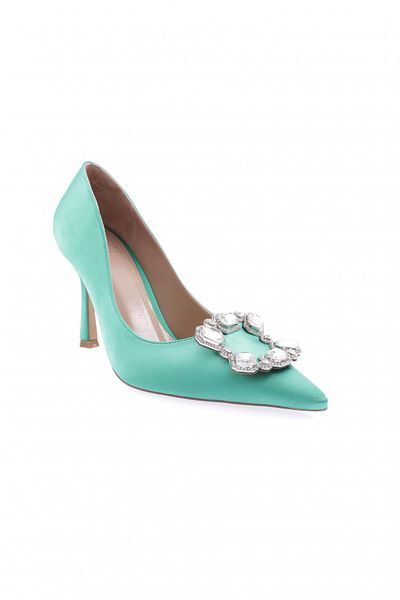 DGN 9052-23Y Women's Pointed Toe Crystal Stone Heeled Shoes