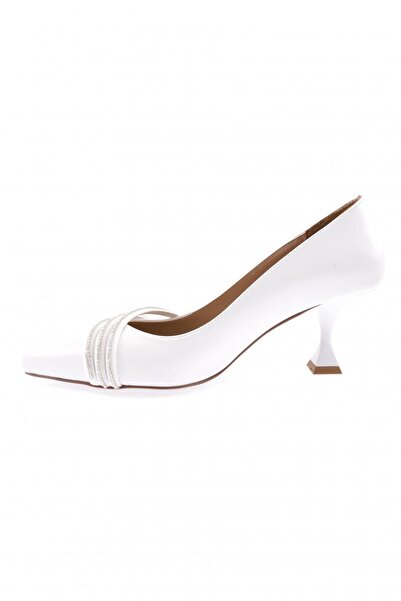 DGN Női sor ezüst kő hegyes orrú serleg sarkú cipő fehér 43262821