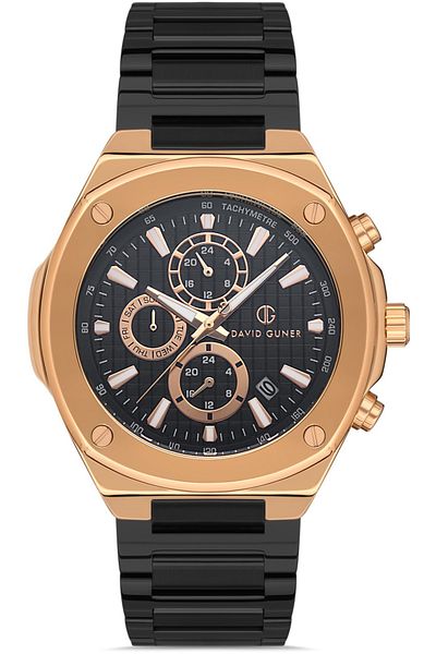 DAVID GUNER Rose Black Coated Black Dial Men's Watch Dg-8386Ga-R2