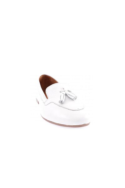 DGN Mocasini Zenne de dama cu accesorii cu ciucuri din piele naturala alb 21532110