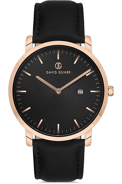 DAVID GUNER Rose Coated Black Dial Men's Watch Dg-8287Gb-R2
