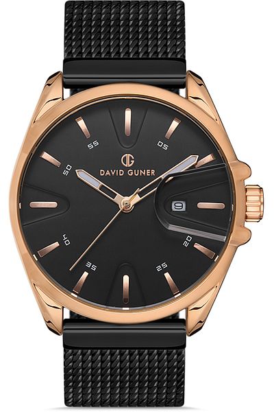 DAVID GUNER Rose Black Coated Black Dial Men's Watch Dg-8295Gc-R2