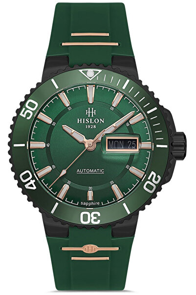 Hislon Men's Multicolor-Green Steel Case Round Dial Silicone Band Wristwatch ...