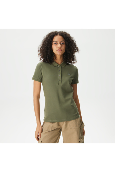 Lacoste Kadın Slim Fit Haki Polo