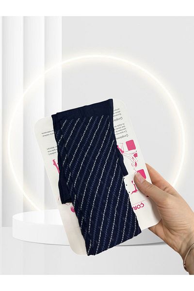 İntive Lingerie Spiral Navy Twisted Blue 20 Den Modern Pantyhose