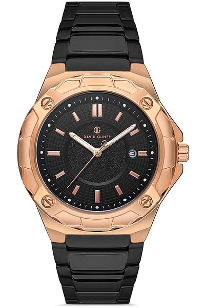 DAVID GUNER Rose Black Coated Black Dial Men's Watch Dg-8353Ga-R2