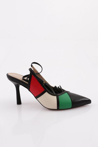 DGN Curea de damă cu vârf ascuțit la gleznă Pantofi cu toc colorați Culoare neagră 81433236