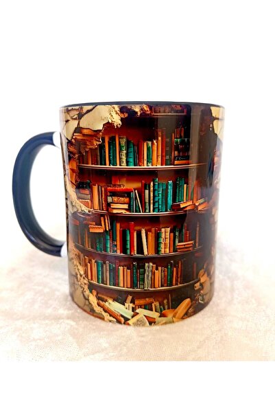 Mugs and love Kitap Kitaplık 3d Baskı Büyük Boy Kupa