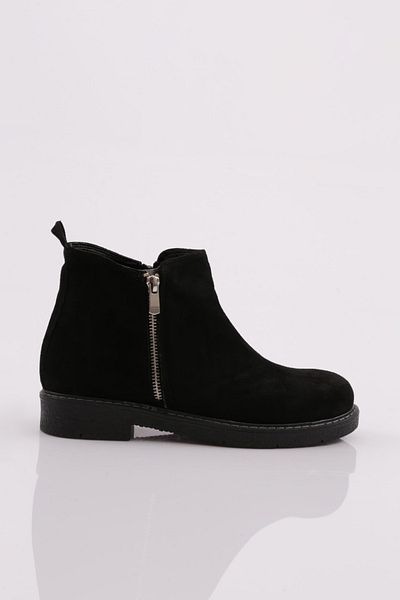 DGN Women's Zippered Chelsea Boots Black Suede Genuine Leather 9162672