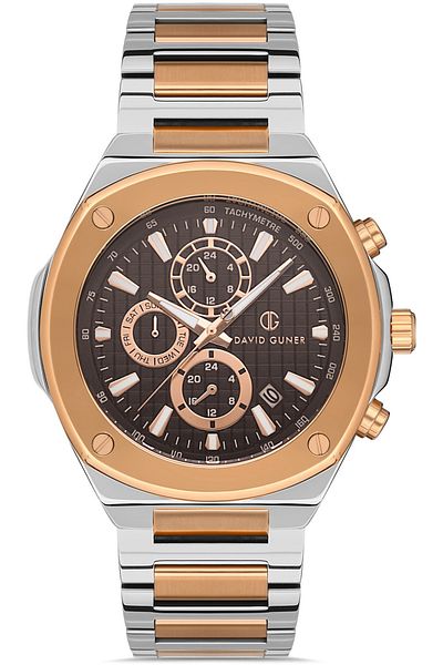 DAVID GUNER Rose White Coated Brown Dial Men's Watch Dg-8386Ga-E6