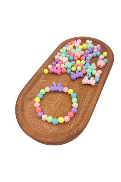 Serap Yılmaz Sahi Bow Model Colorful Beaded Handmade Specially Designed Baby and Children's Bracelet - 0437