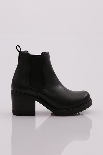 DGN Women's Heeled Boots with Elastic Sides Black 32883138