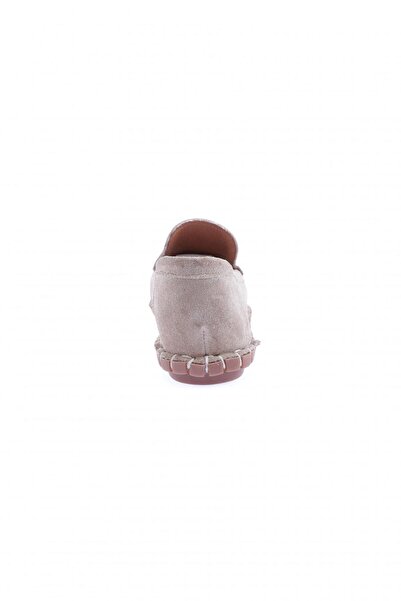 DGN Kadın Dikiş Detaylı Loafer Ayakkabı Bej Süet 71432110