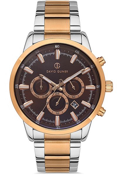 DAVID GUNER Rose White Coated Brown Dial Men's Watch Dg-8392Ga-E6