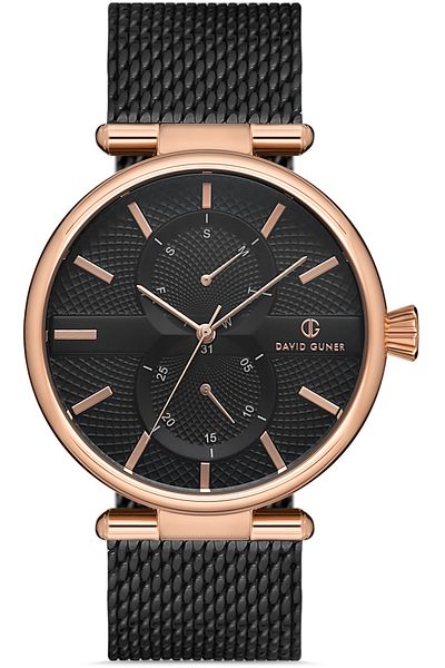 DAVID GUNER Rose Black Coated Black Dial Men's Watch Dg-8284Gc-R2
