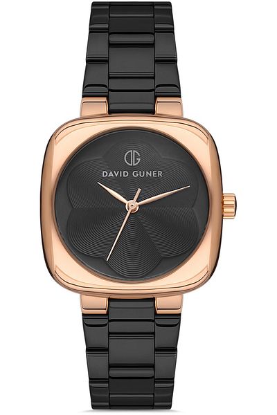 DAVID GUNER Rose Black Coated Black Dial Women's Watch Dg-8398La-R2