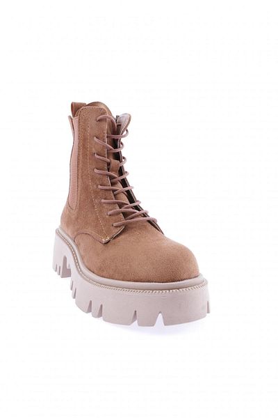 DGN Γυναικείες μπότες με φερμουάρ Lace Up Stretch με λεπτομέρειες καφέ καστόρι 331422682