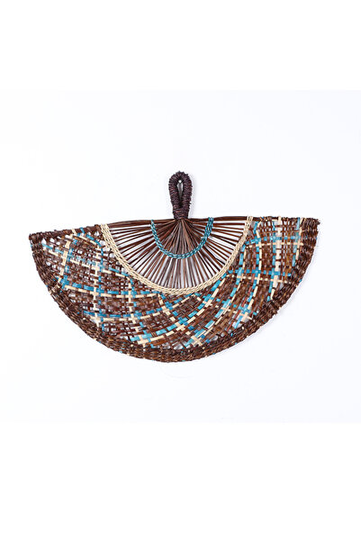 Mylamp Elvan Mavi & Kahverengi 46x30 cm. Japon Yelpaze