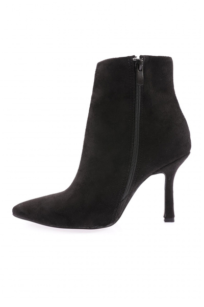 DGN Renkli Boncuklu Halka Tokalı Kadın Topuklu Bot Siyah Süet 6849535