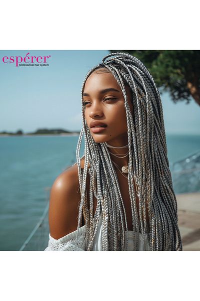 KONAK PERUK Medium Tone Gray Hair Esperer - Synthetic Braiding, 100 Gr.