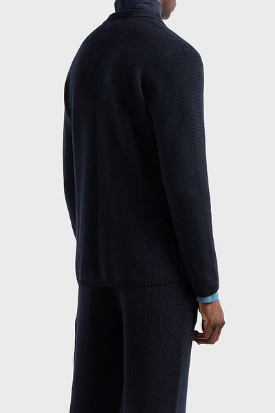 Emporio Armani سترة بليزر رجالية - صوف مخلوط، ياقة أبيش، سترة عادية تناسب 6D1GXX 1MKEZ 0920