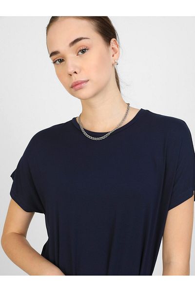 Refka Navy Blue Viscose Short Sleeve Hijab Dress - Benin
