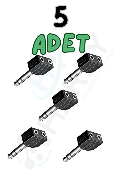 harry 5 Adet 6.3mm Stereo Gitar Jak-2 Dişi Aux 3.5mm Anfi Amfi Çevirici Dönüş...