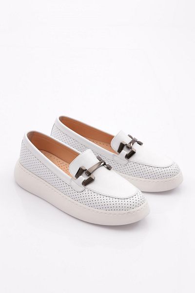 DGN Γυναικεία παπούτσια Loafer Laser με αγκράφα Λευκά 5332678