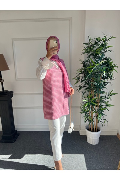 Nisa Nalbantoğlu Pembe Simli Tüvit Tesettür Süveter