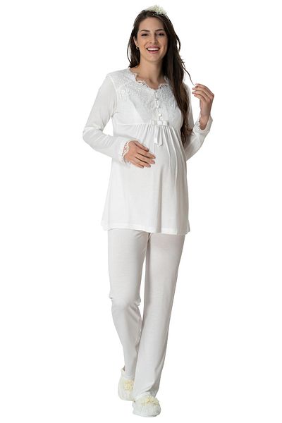Mecit Pijama Σετ Πιτζάμες εγκυμοσύνης Mecit 5414 Ecru
