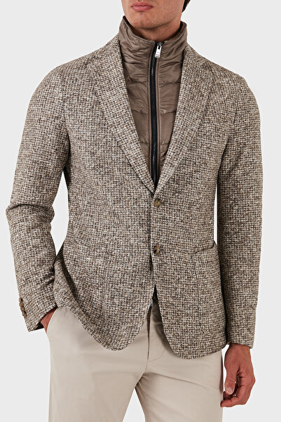 BOSS Pamuklu Yünlü Slim Fit Kırçıllı Mono Yaka Ceket Erkek CEKET 50528199 131