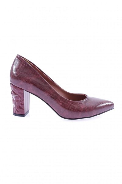 DGN Pantofi de damă cu vârf ascuțit, decoltat, șarpe cu imprimeu burgundy 74321029