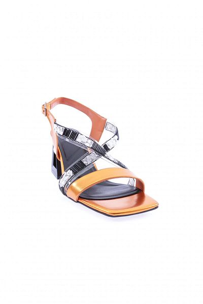 DGN Women's Cross Strap Stone Sandals Orange Opening 78221033