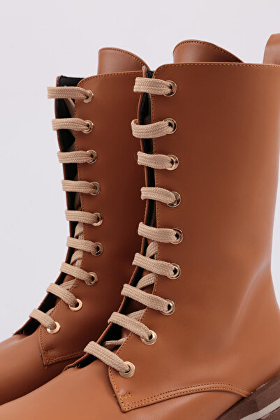 DGN Lace-Up Γυναικείες Μπότες - Honey Skin 511521085