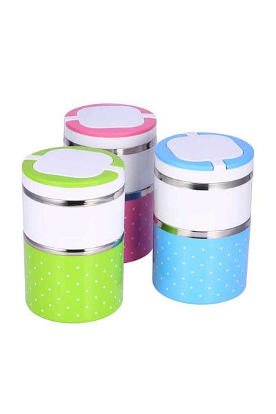 deryame Food Thermos 2 Pieces with Holder - Hyper 2 Layer Food Thermos