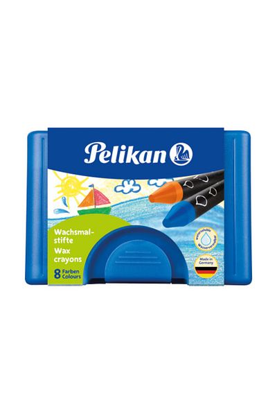Pelikan Wax Crayons 8 Pack Waterable Crayons Plastic Boxed / 666-8Wl