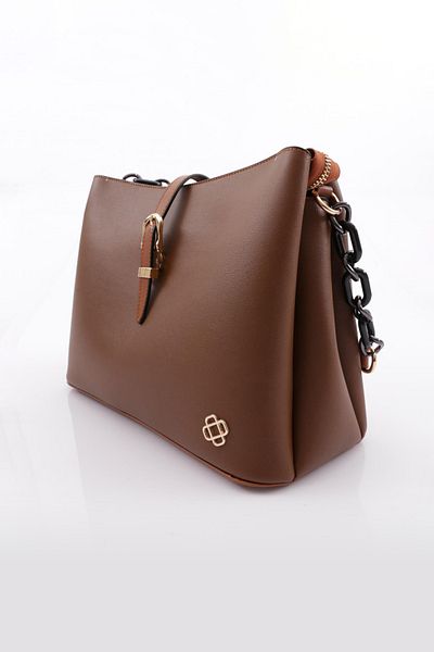 DGN Women's Chain Detailed Shoulder and Shoulder Bag Brown 2183426