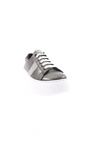 DGN 873-23Y Women's Lace-Up Side Straps Silver Stone Sneaker Shoes