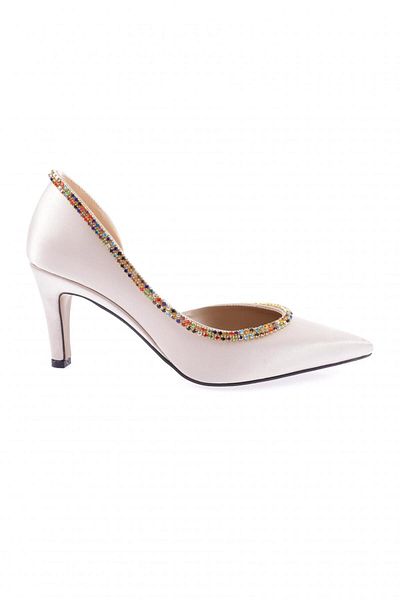 DGN Stiletto din satin bej - Detaliu transparent, Femei, 24393261